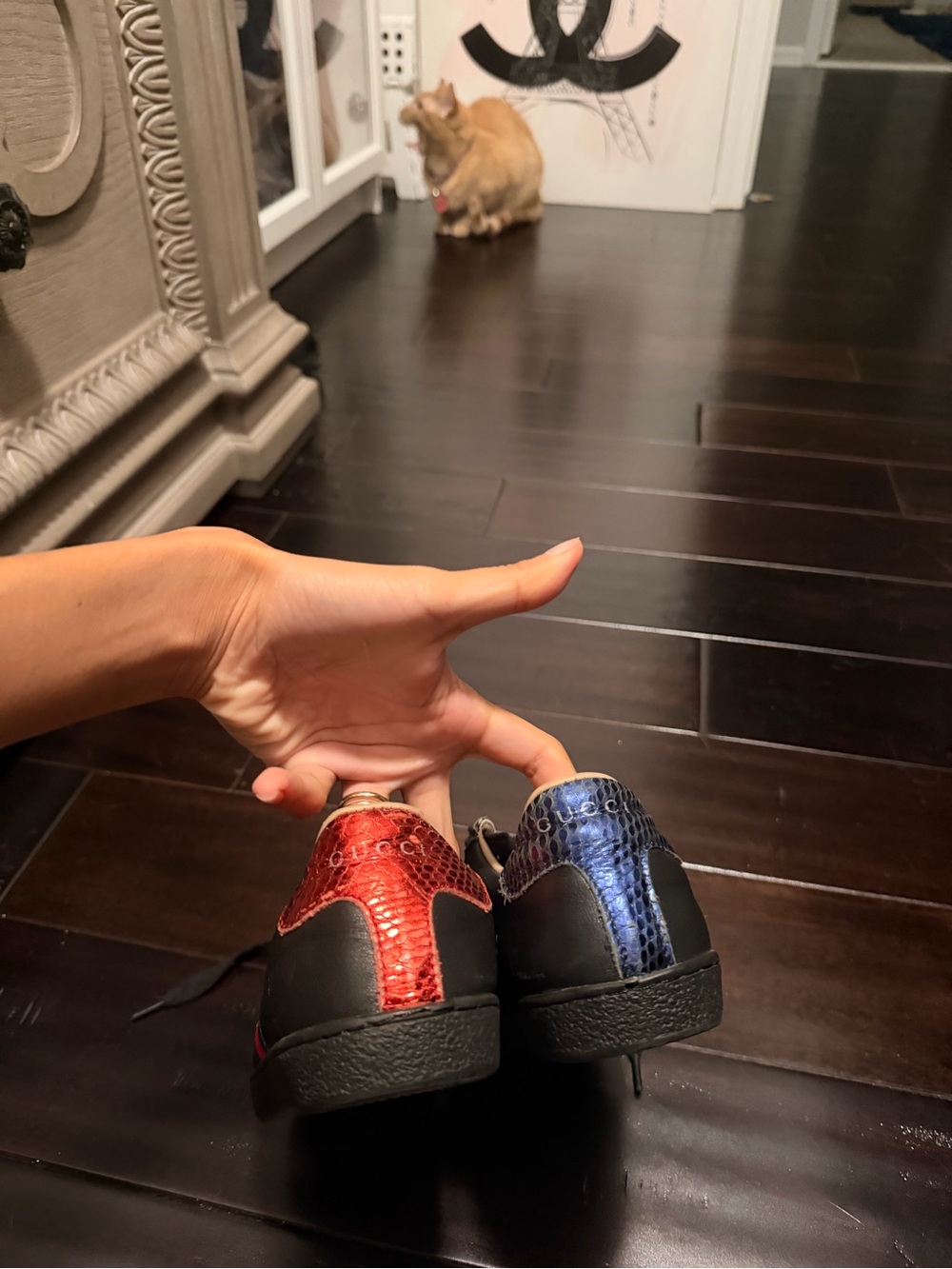 Gucci Kids Sneakers with Red and Blue Metallic Accents
